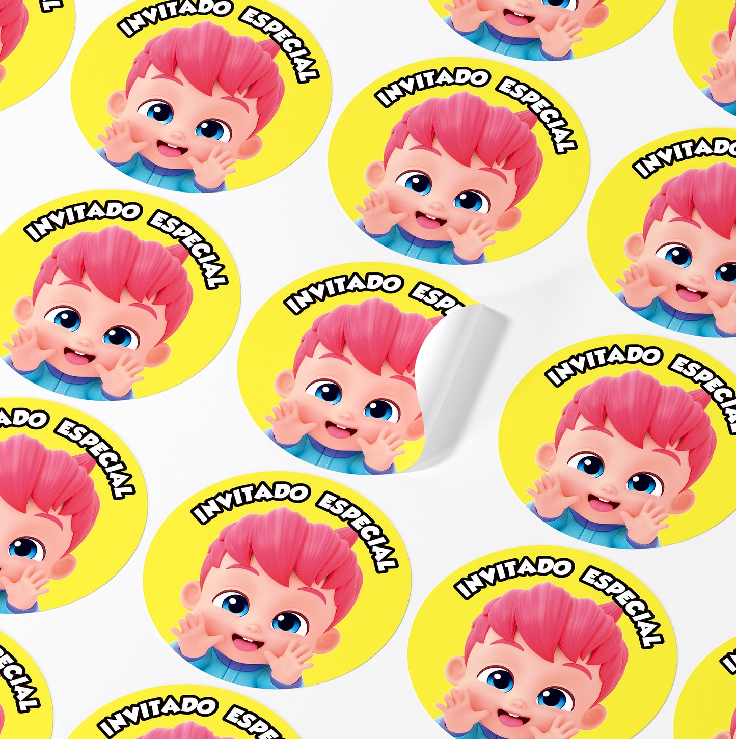 120 Stickers Etiquetas Bebe Finn Papel 7cm