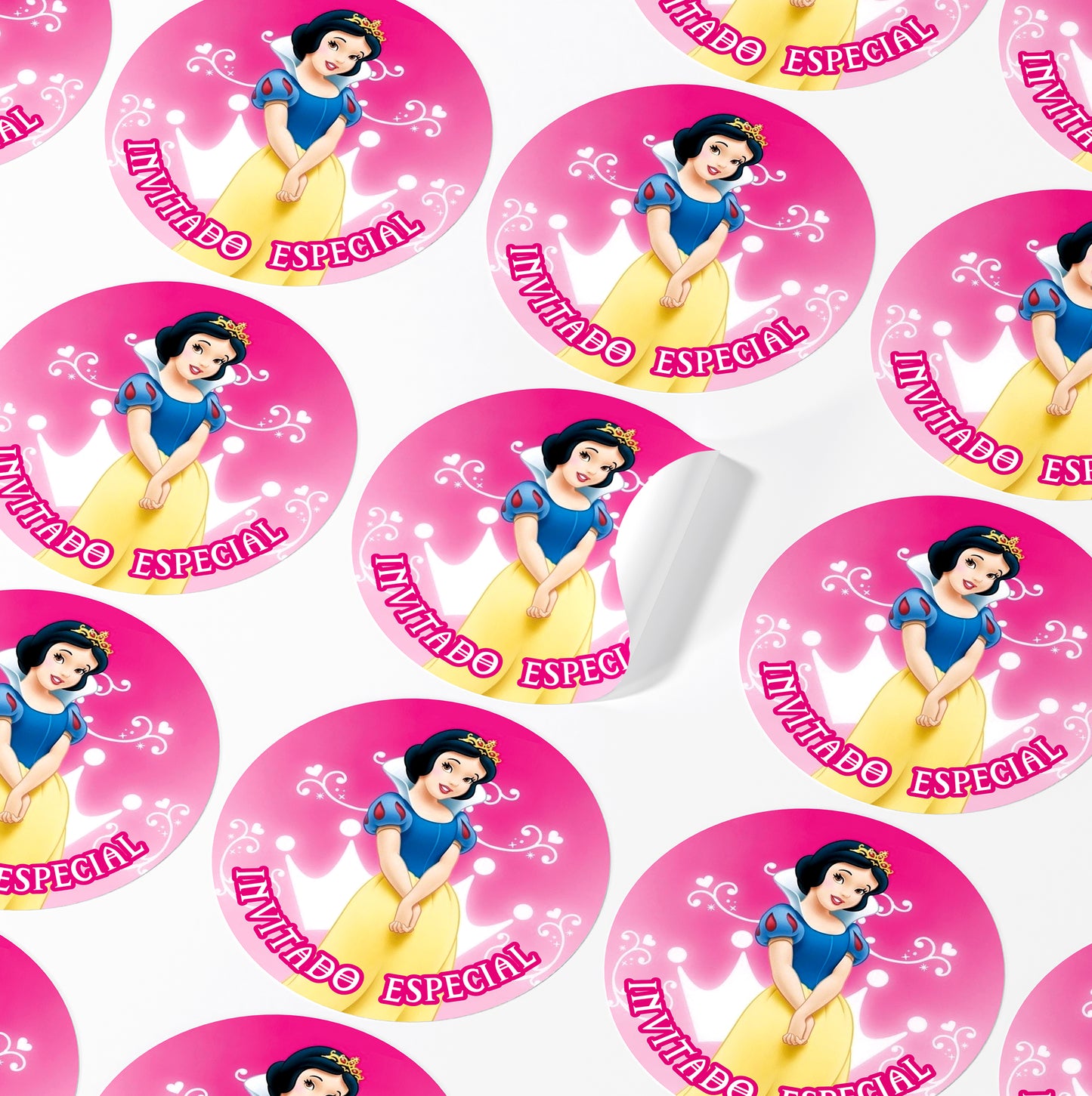 120 Stickers Etiquetas Blancanieves Papel 7cm