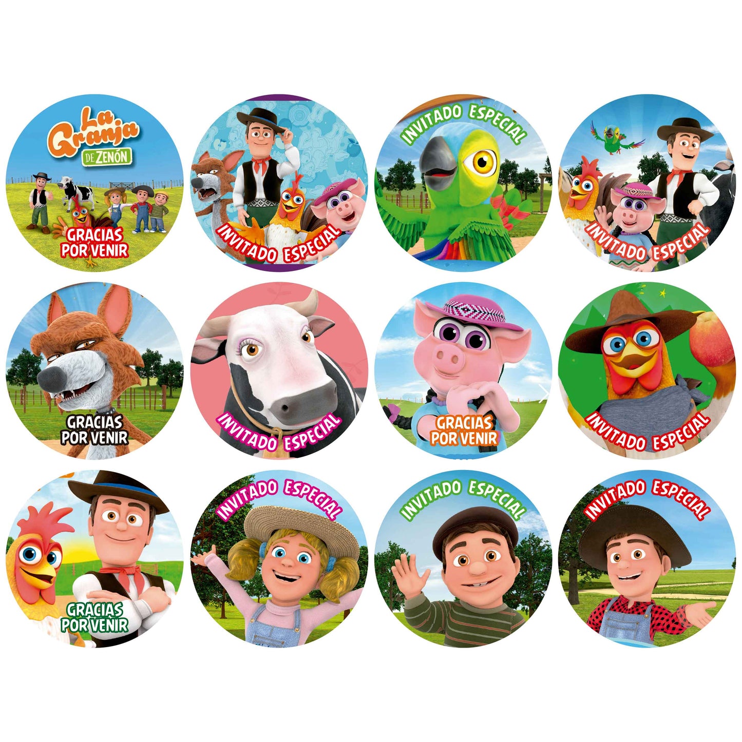 120 Stickers Etiquetas Granja de Zenon Papel 7cm