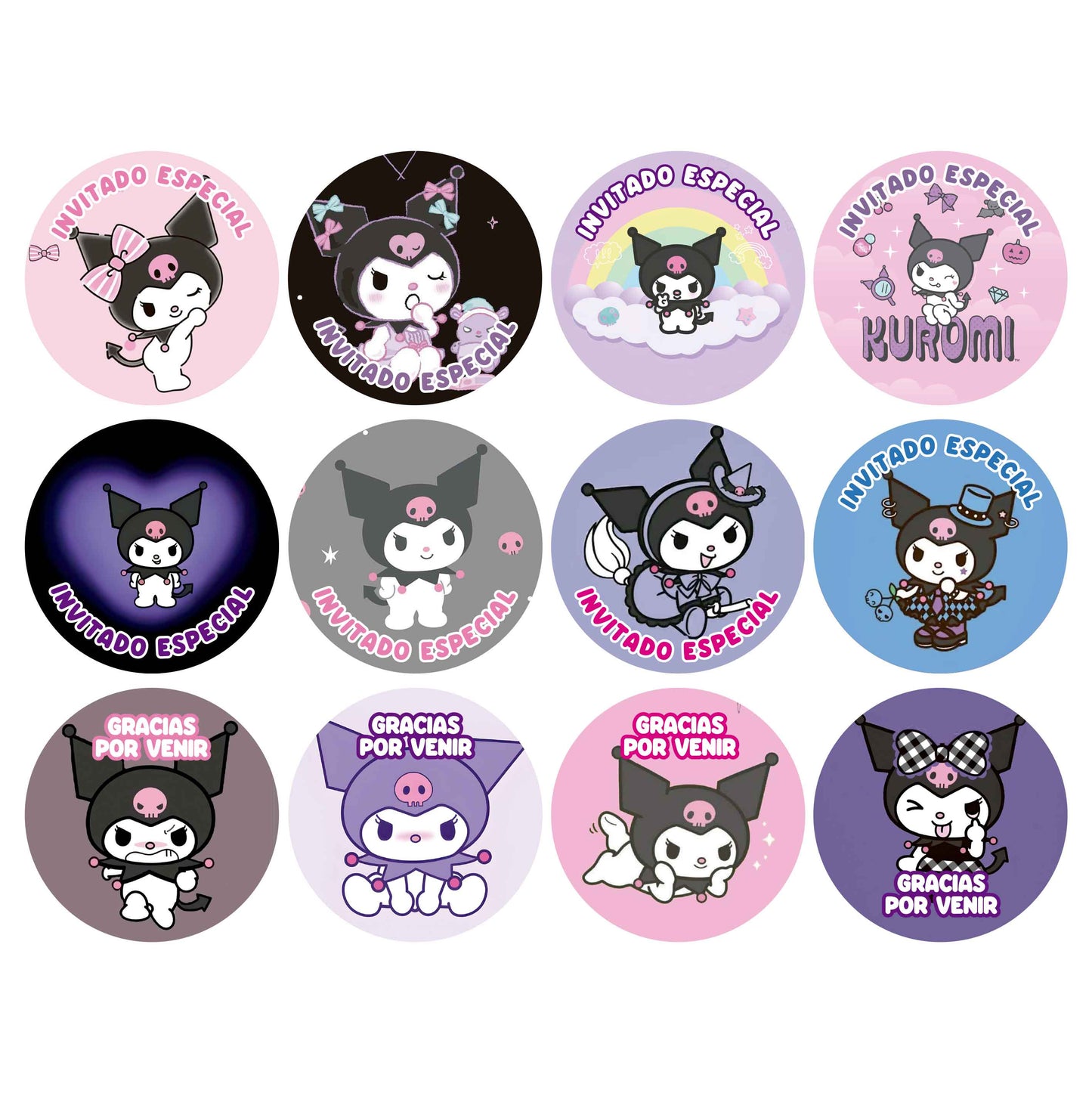 120 Stickers Etiquetas Kuromi Papel 7cm