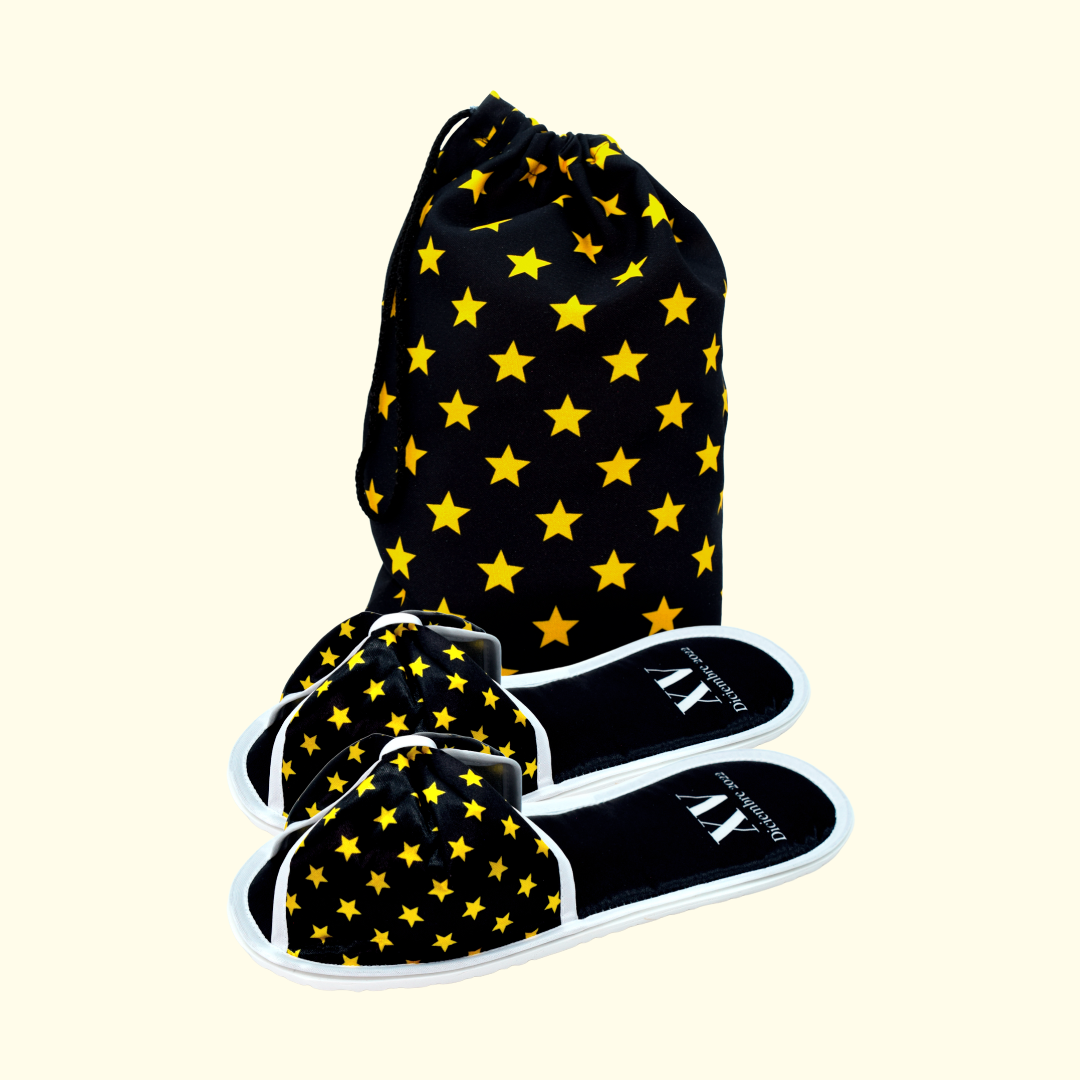 Pantuflas con morral moño estrellas