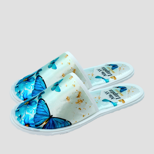 Pantuflas XV mariposas azul